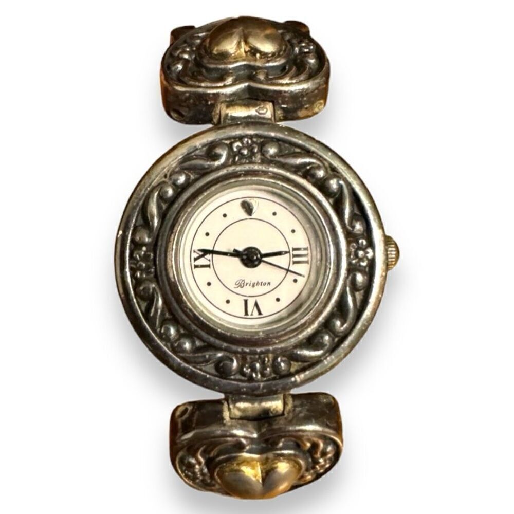 90s Brighton Sterling Silver Case Leather Band Women’s Watch
